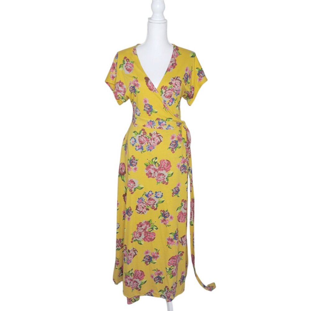Matilda Jane ALANA Maxi Wrap Dress Floral Mustard Yellow Women's Size S #3258